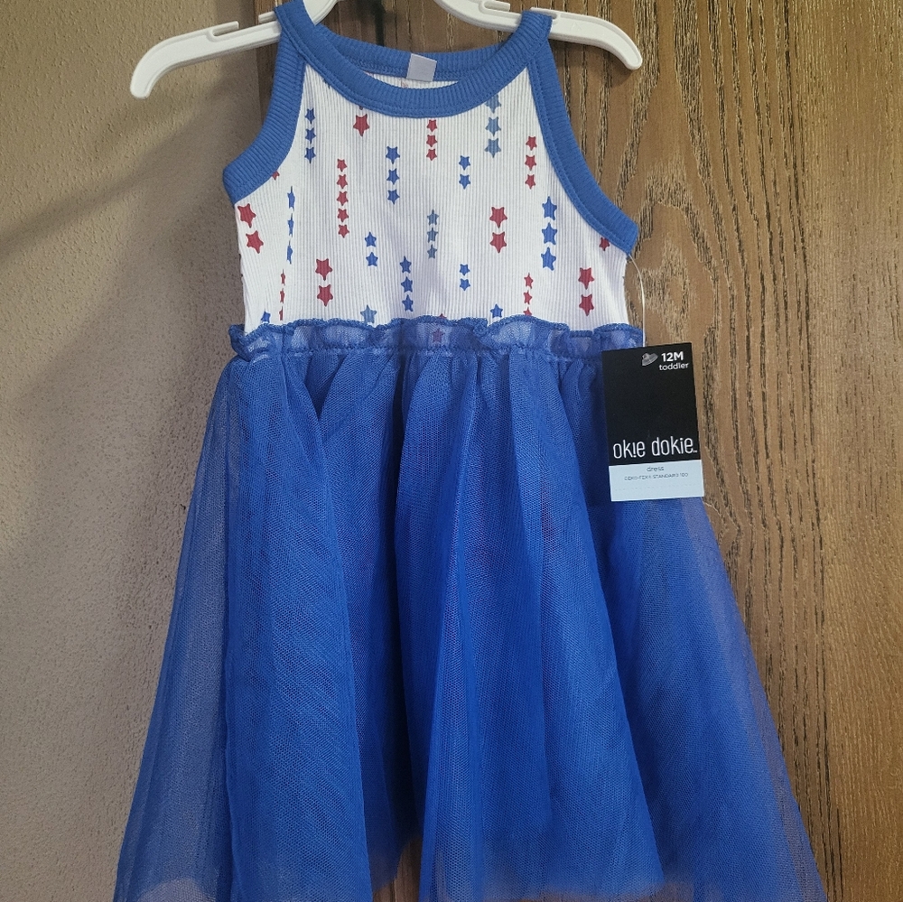 Blue and White Star Print Dress